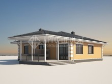 3-43a.1 Проект одноэтажного дома с террасой-барбекю